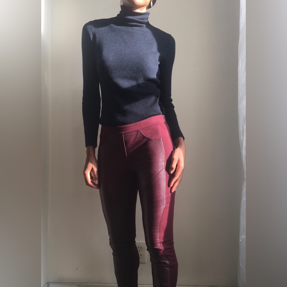 Ted Baker Contrast Leather Legging Burgundy